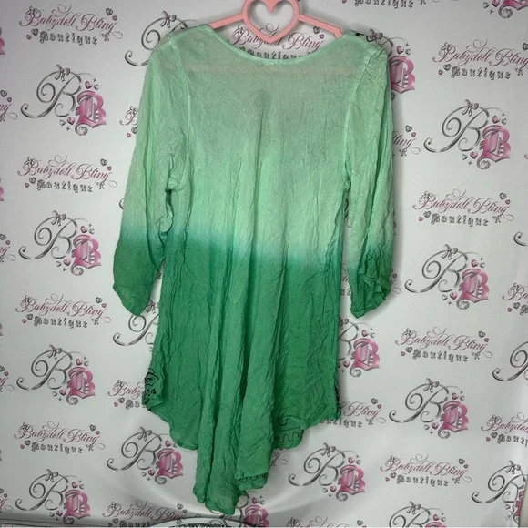 Didi’s dress ombré green embroidered embroidery floral corset lace up tie up - Picture 2 of 9